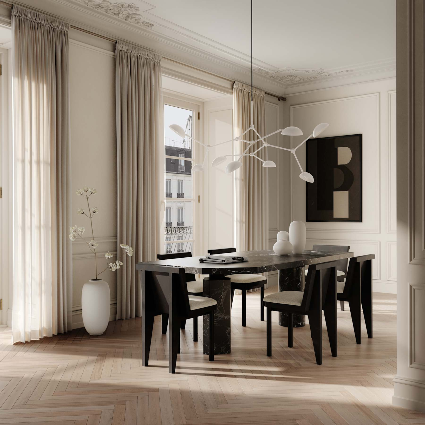 Drop Chandelier - White
