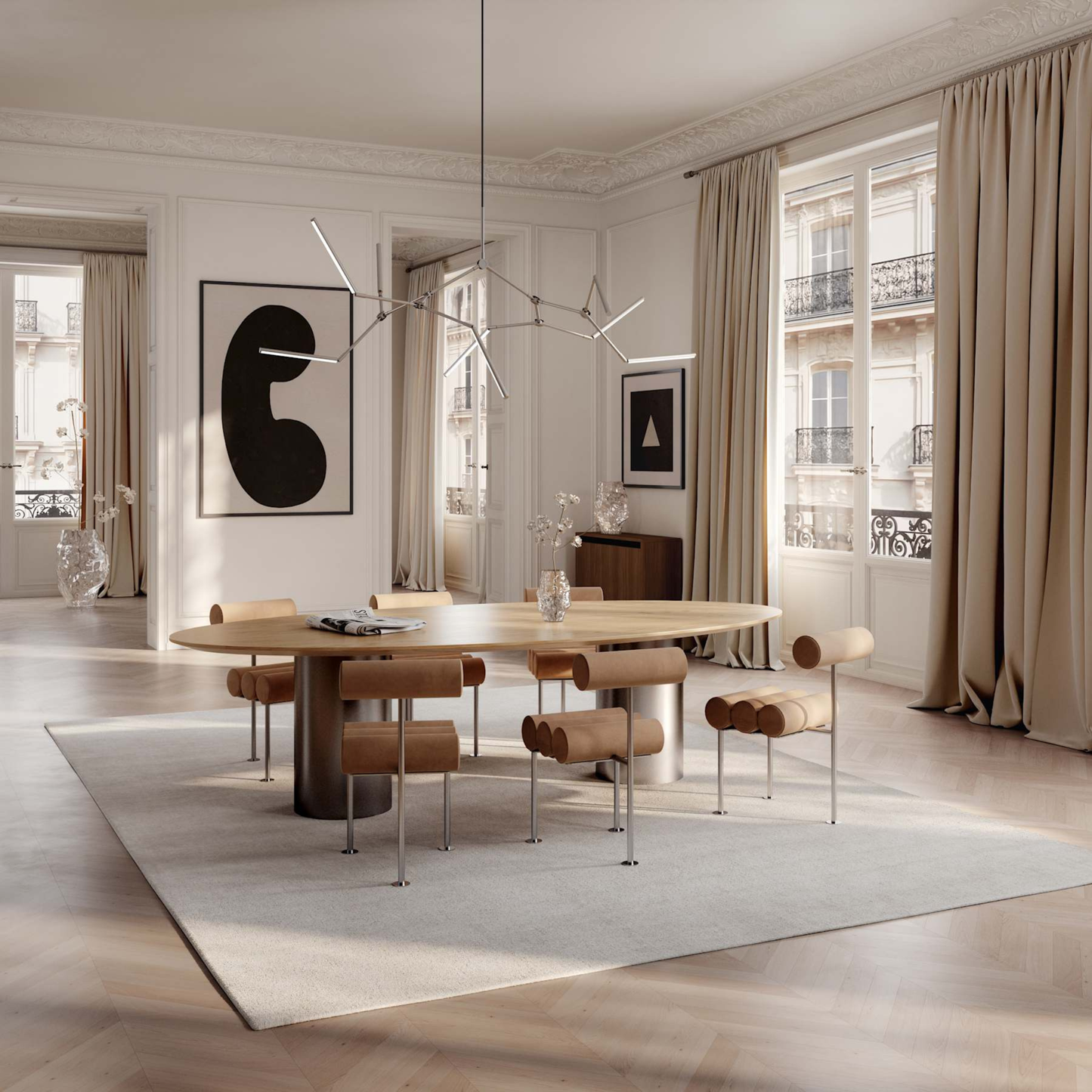 Hiro Dining Chair, Stainless Steel - Nubuck